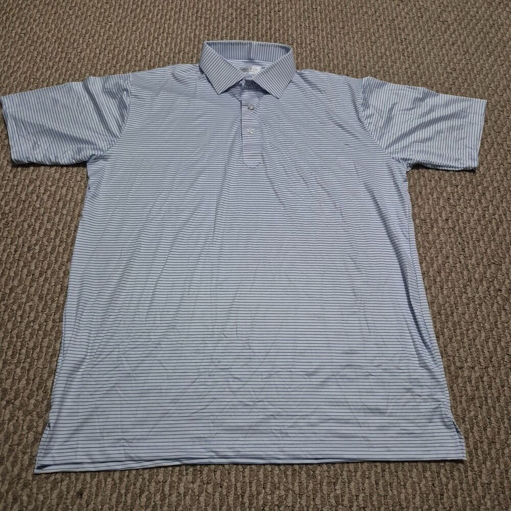 Collars & Co Shirt Men L Light Blue Striped Dress Collar Featherweight